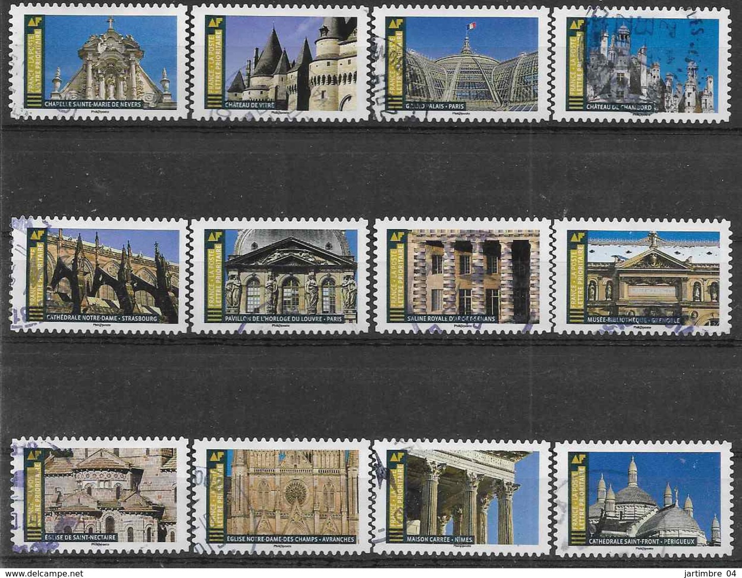 2019 FRANCE Adhesif 1671-82 Oblitérés, Cachet Rond, Architecture , Série Complète - Autres & Non Classés