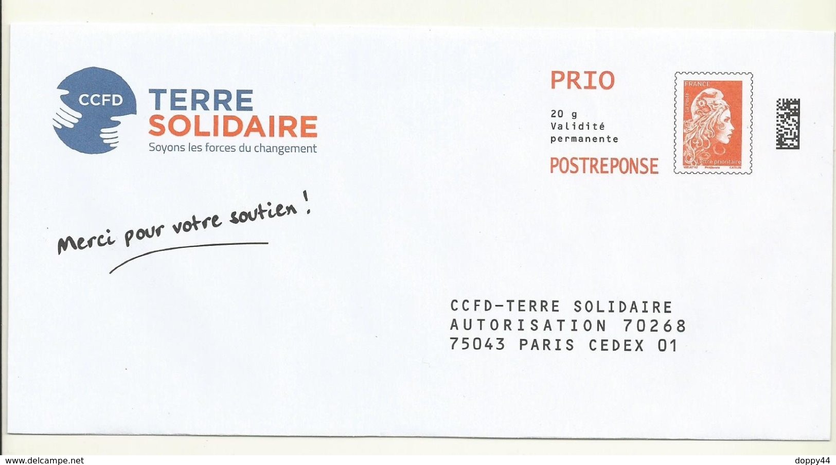 POSTREPONSE PRIO MARIANNE L'ENGAGEE  CCFD TERRE SOLIDAIRE  LOT 204623 - PAP: Antwort/Marianne L'Engagée