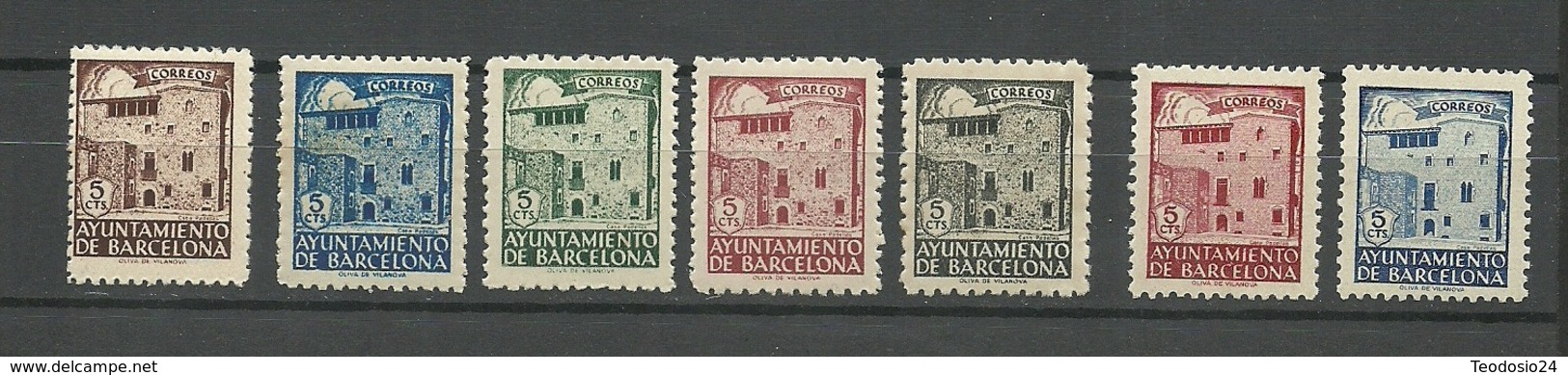 ESPAÑA BARCELONA 1943 EDIFIL  42/48  * MlH - Barcelona