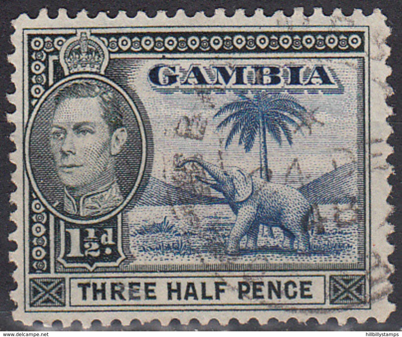 GAMBIA     SCOTT NO. 134A     USED    YEAR  1938 - Gambia (...-1964)