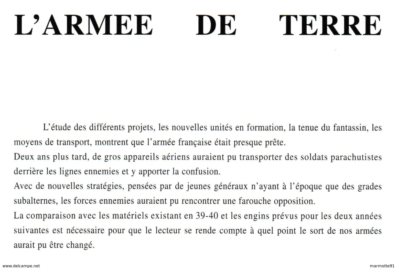 ARMEE FRANCAISE DE 1939 A 1941 OU LE CONFLIT DEUX ANS TROP TOT   PAR J. BORSARELLO - 1939-45