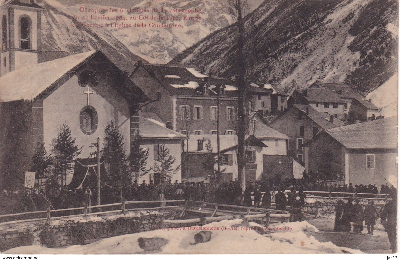 L120C_20 - Eglise De La Condamine - Obsèques Des 6 Victimes De La Catastrophe Du Col De La Pare ... - Andere & Zonder Classificatie