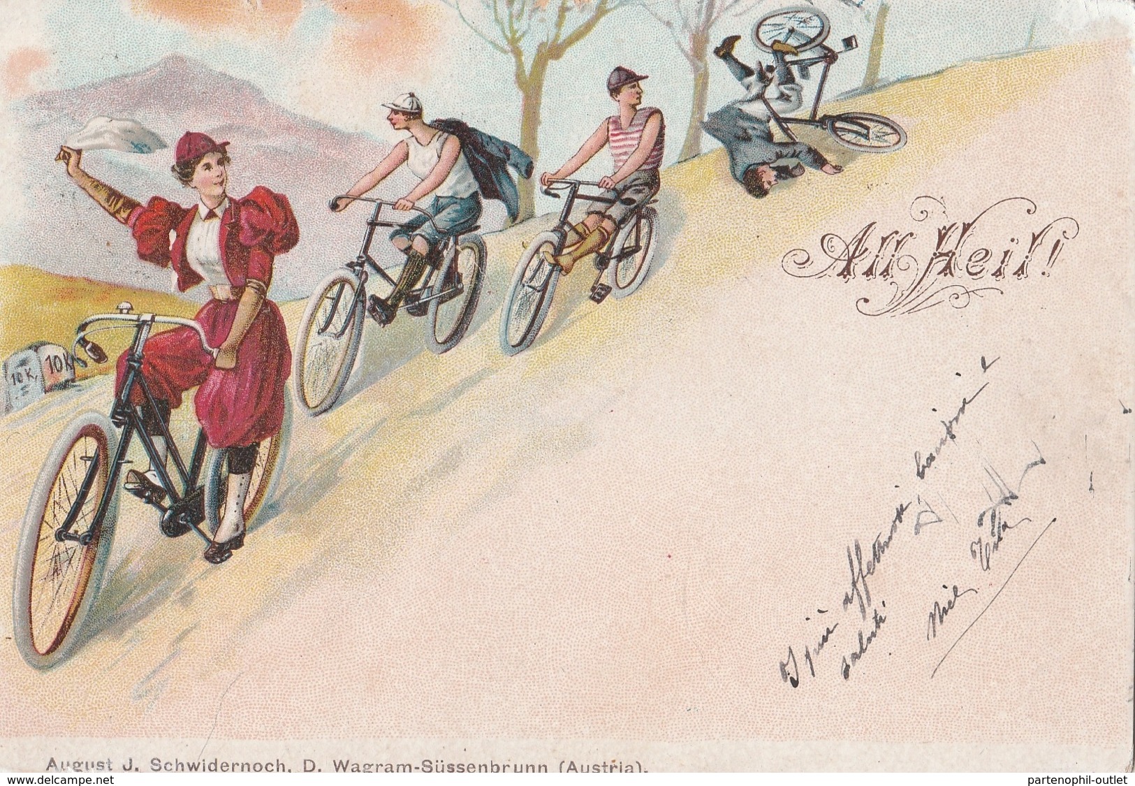 Cartolina  - Postcard /   Viaggiata - Sent/   Donnina In Bici - Femmes