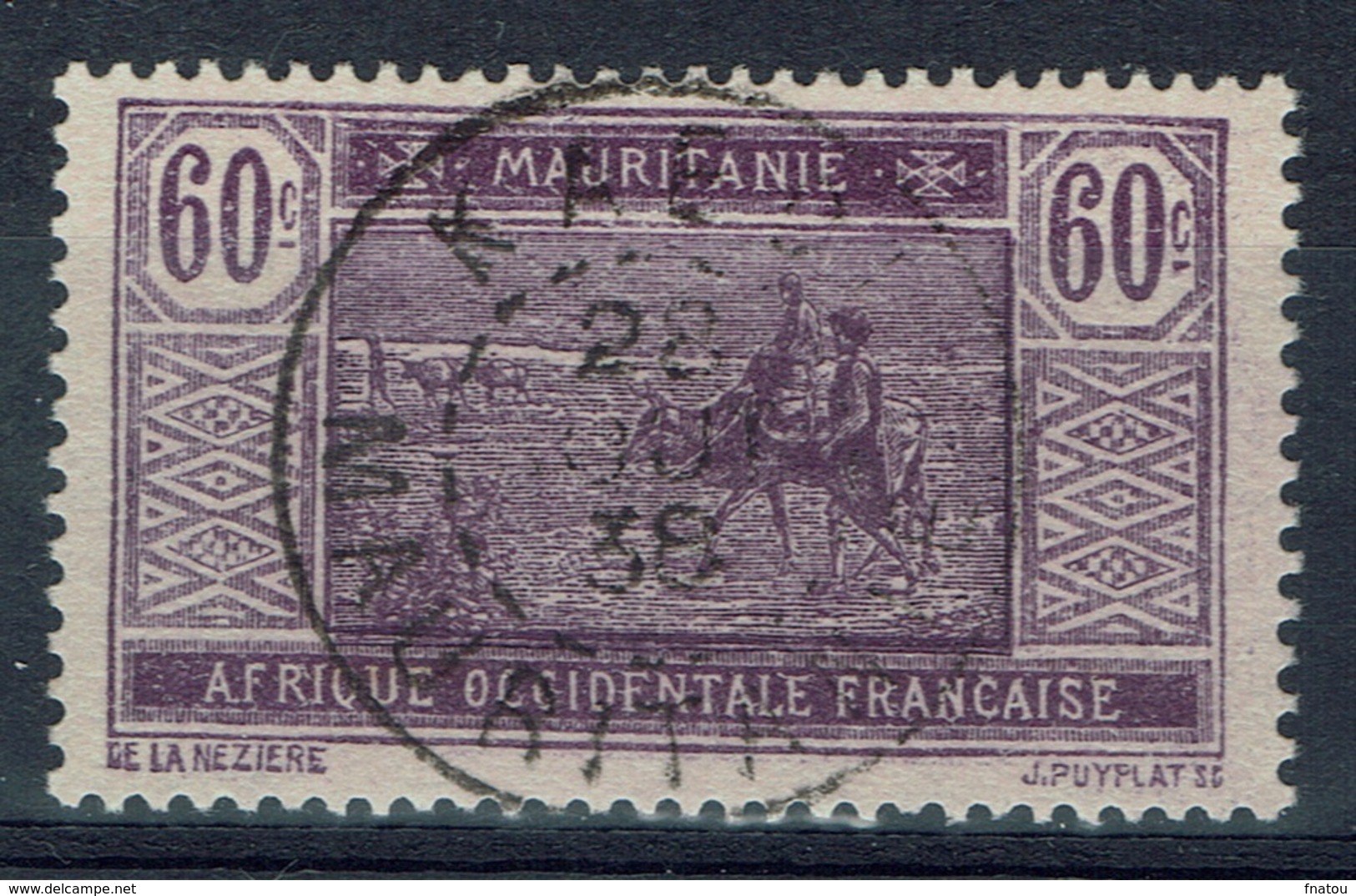 Mauritania, 60c., Camel Drivers, 1922, VFU  nice Postmark From KAEDI - Used Stamps