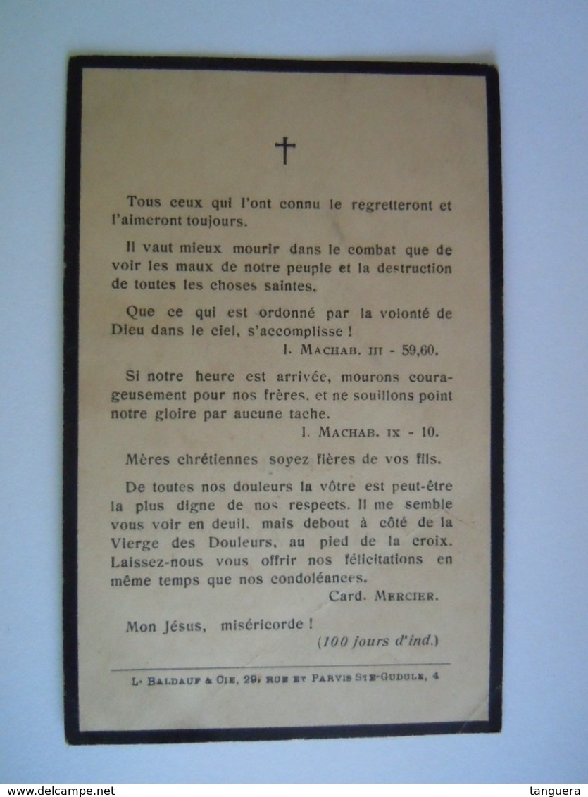 Oorlog Guerre Gaston Lapière élève Ecole Militaire Sous-lieutement Mitrailleuses, Tué Champ D'honneur 1915 - Images Religieuses