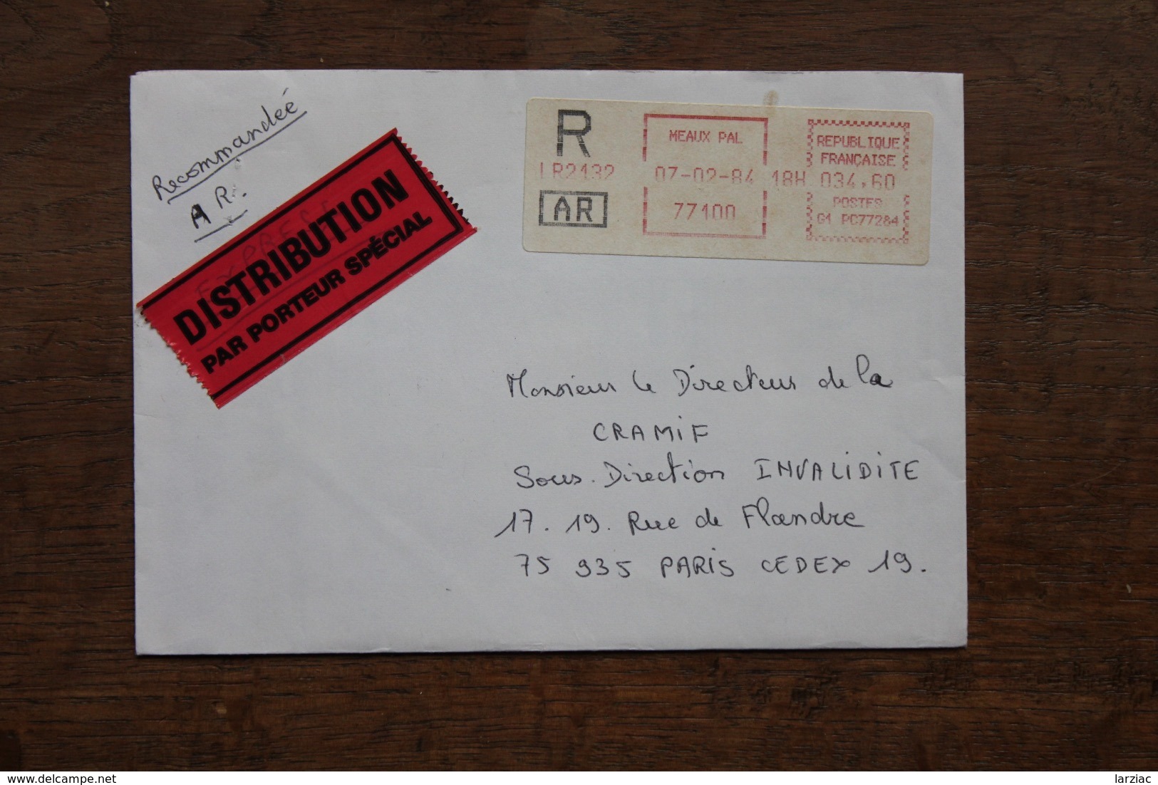 Enveloppe Recommandée Distribution Par Porteur Spécial Oblitération Machine Meaux 1984 - 1961-....