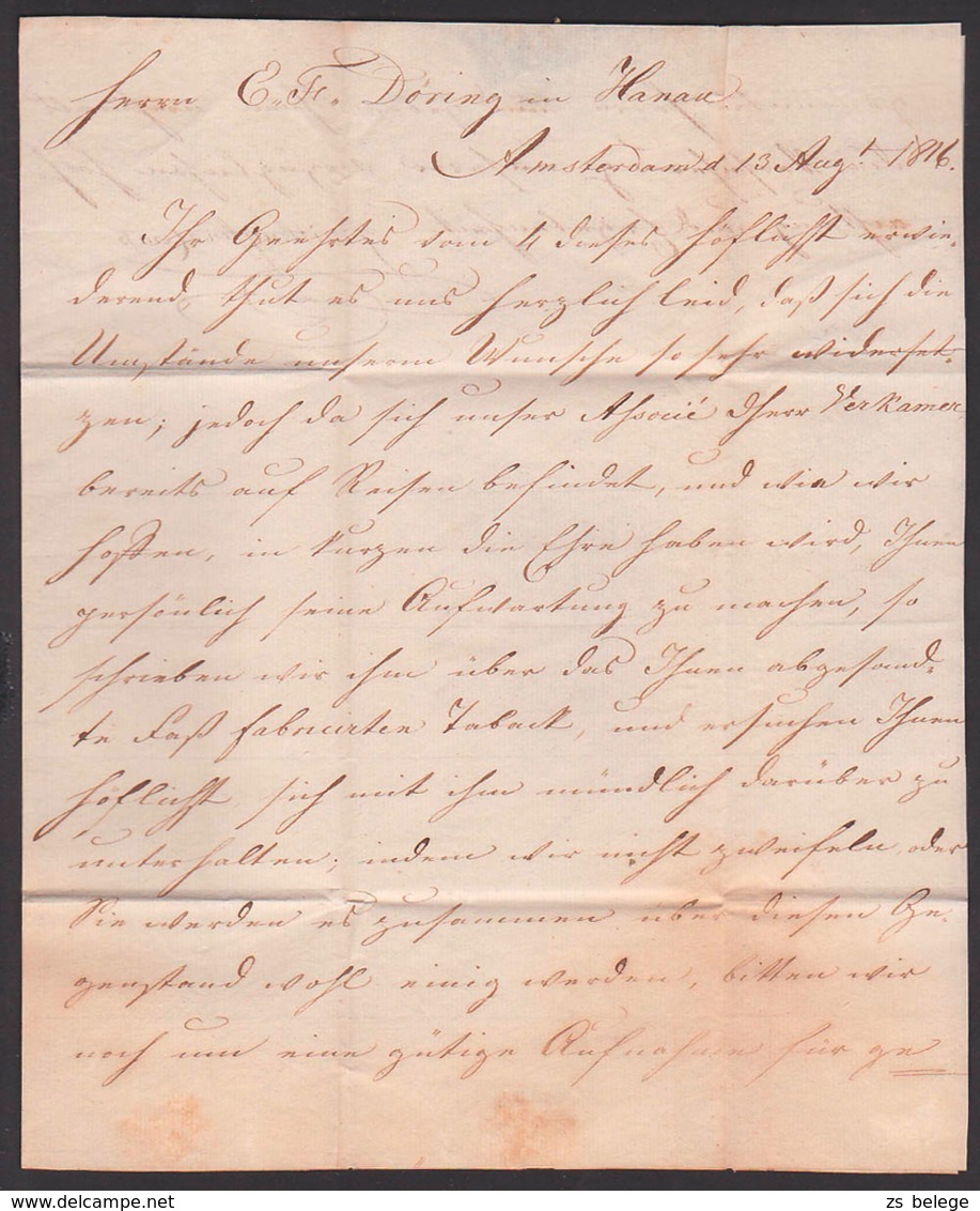 AMSTERDAM 13. August 1816, Faltbrief  Nach Hanau, Roter L1 - ...-1852 Préphilatélie