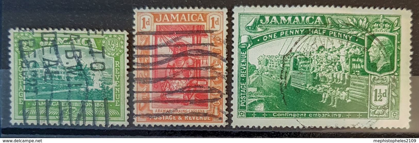 JAMAICA 1919/21 - Canceled - Sc# 75, 76, 77 - 0.5d 1d 1.5d - Jamaica (...-1961)