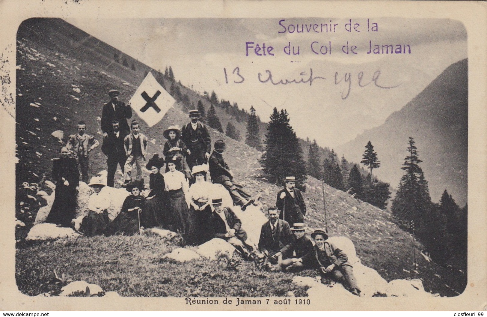 Réunion De Jaman 7 Août 1910, Souvenir De La Fête De Jaman. Ecrite. Croix Bleue ? - Otros & Sin Clasificación