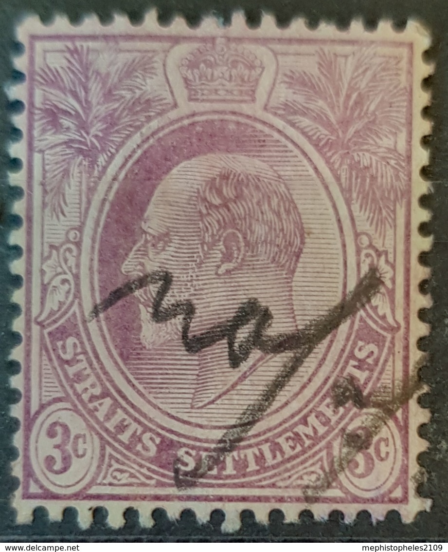 STRAITS SETTLEMENTS 1908 - Canceled - Sc# 112 - 3c - Straits Settlements