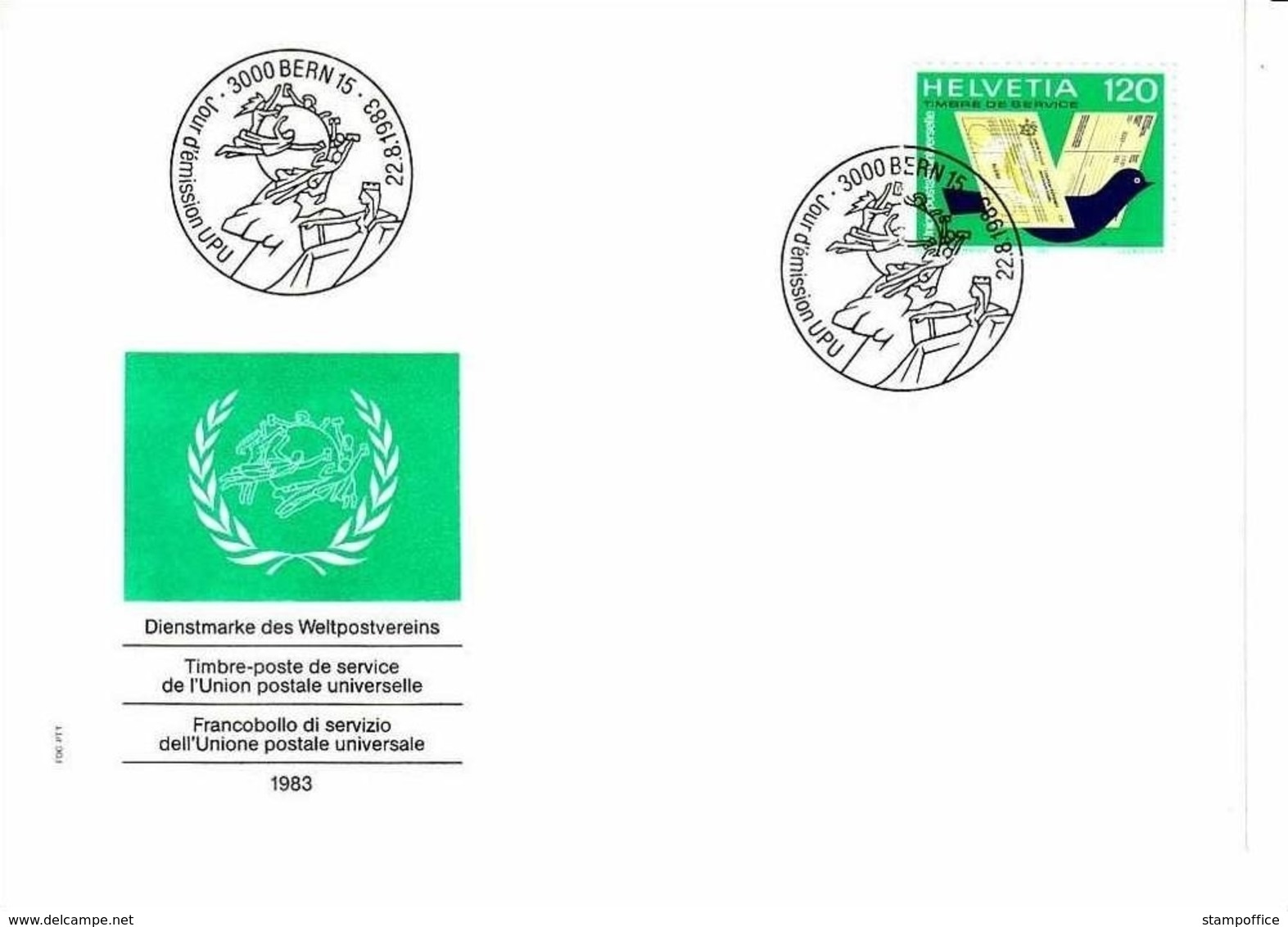 SCHWEIZ UPU MI-NR. 14 FDC BRIEFTAUBE - U.P.U.