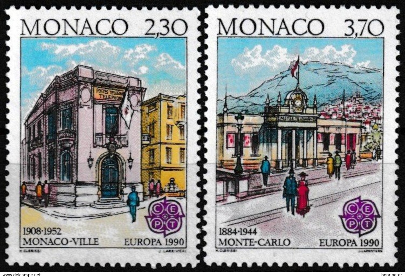 Série De 2 Timbres-poste Gommés Neufs** - Europa Bâtiments Postaux D'hier - N° 1724-1725 (Yvert) - Monaco 1990 - Neufs