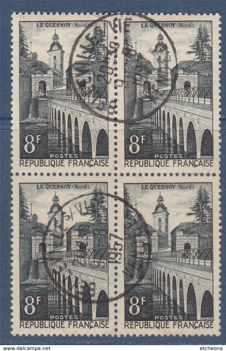 = Le Quesnoy, Remparts, Lac Vauban, Et Porte Fotifiée De Fauroeulx N°1105 Bloc De 4 Oblitéré 8f Vert Foncé - Used Stamps