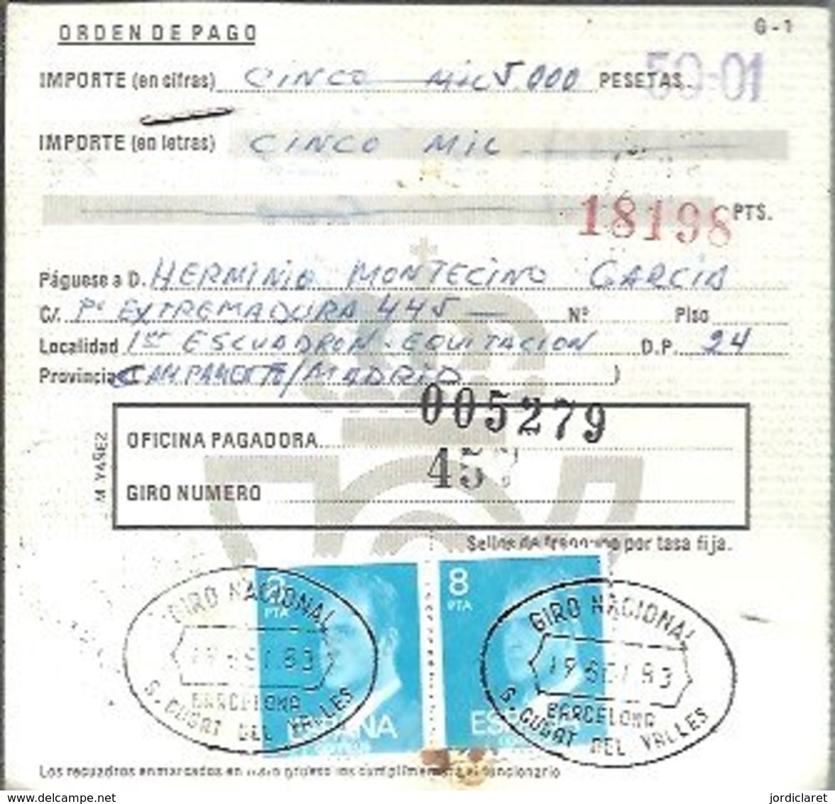 GIRO 1983 SAN CUGAT DEL VALLES BARCELONA - Cartas & Documentos