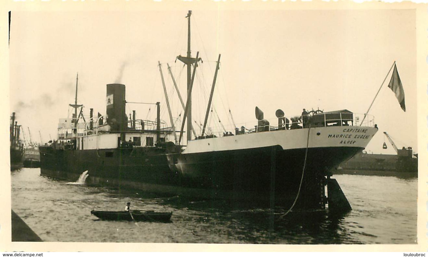 BATEAU CARGO LE CAPITAINE MAURICE EUGENE  ALGER QUI A ETE COULE EN 1940  PHOTO ORIGINALE FORMAT 11 X 6.50 CM - Boats