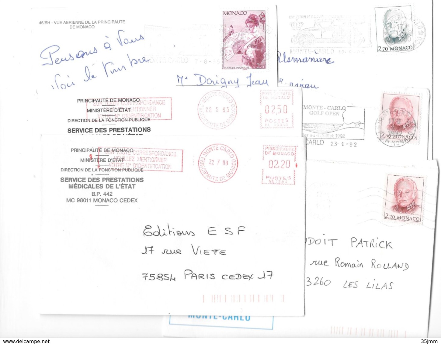 Lot Plis De Monaco Tous états Toutes Périodes - Postmarks