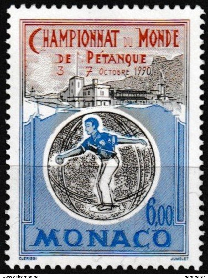 Timbre-poste Gommé Neuf** - Championnats Du Monde De Pétanque à Monaco - N° 1742 (Yvert) - Principauté De Monaco 1990 - Neufs