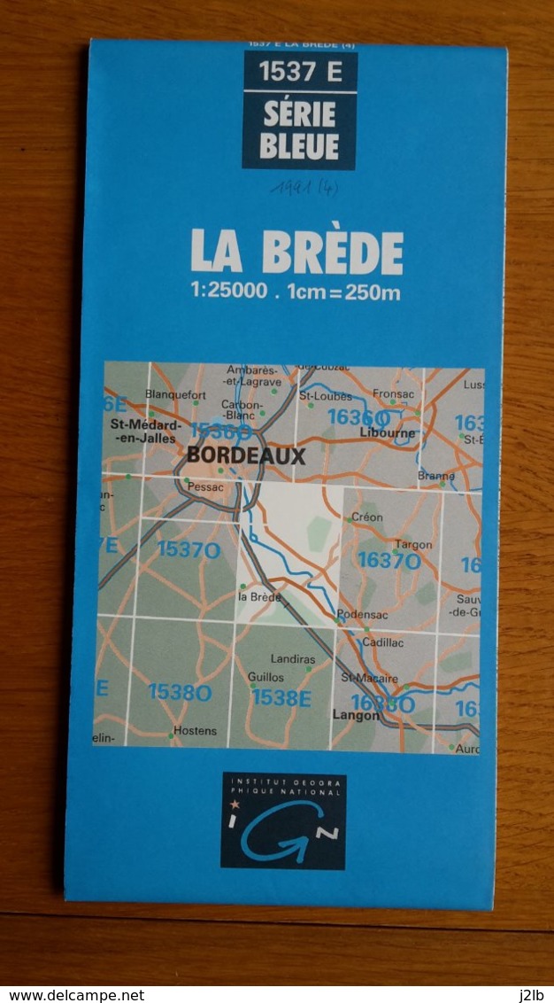 Carte IGN - 1537 Est - La Brède - 1991 - 1 / 25 000 - Carte Topografiche