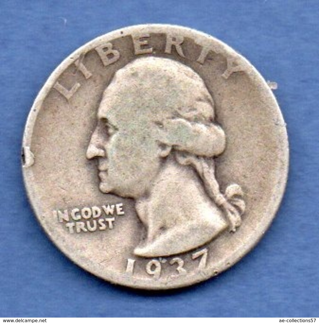 USA  -  1/4 Dollar 1937 D  --  état  TB   1 Coup Tranche - 1932-1998: Washington