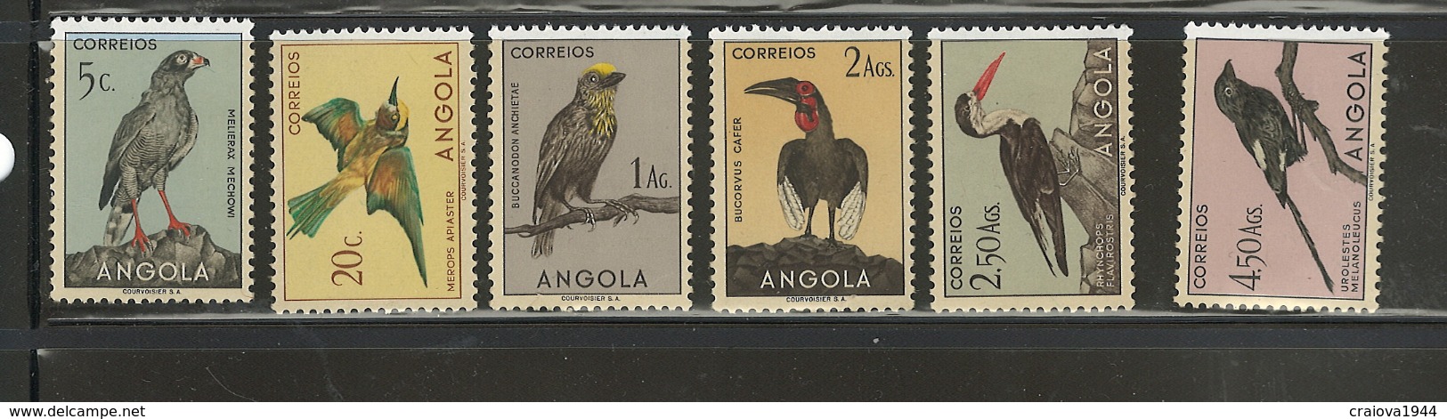 ANGOLA 1966, BIRDS, #333; 336; 338; 340; 343; 345; MNH - Angola