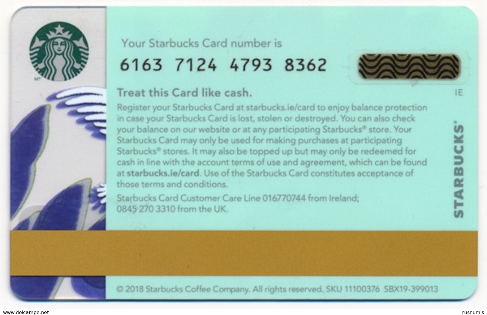 IRELAND - IRLANDE - IRLAND - IRLANDA STARBUCKS CARD FLOWER COLIBRI BIRD MINT UNUSED - Gift Cards