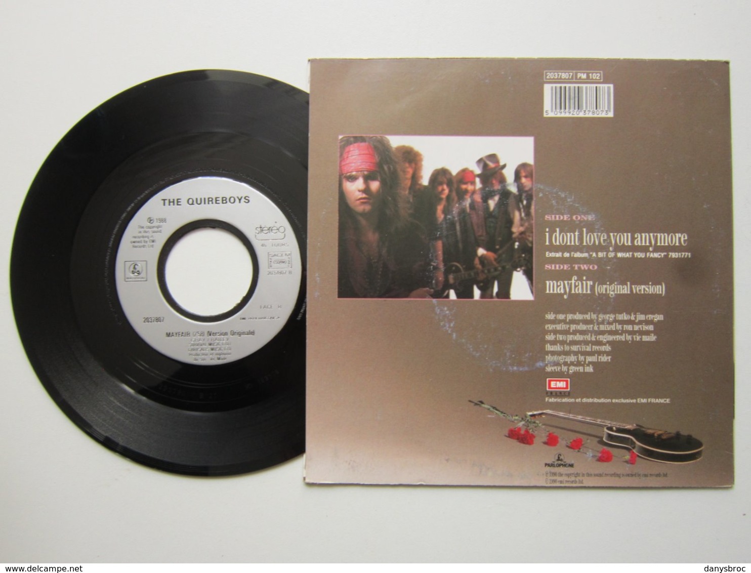 THE QUIREBOYS - I DON'T LOVE YOU ANYMORE - MAYFAIR (V.O) - Disque Vinyle 45t SACEM 1988 - Other - English Music