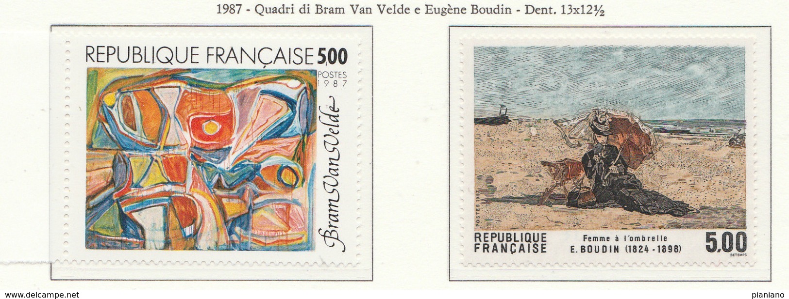 PIA  -   FRANCIA -  1987  :  Arte Di Francia - Quadri Di Bram Van Velde E Di  Eugène Boudin -  (Yv  2473-74) - Ungebraucht