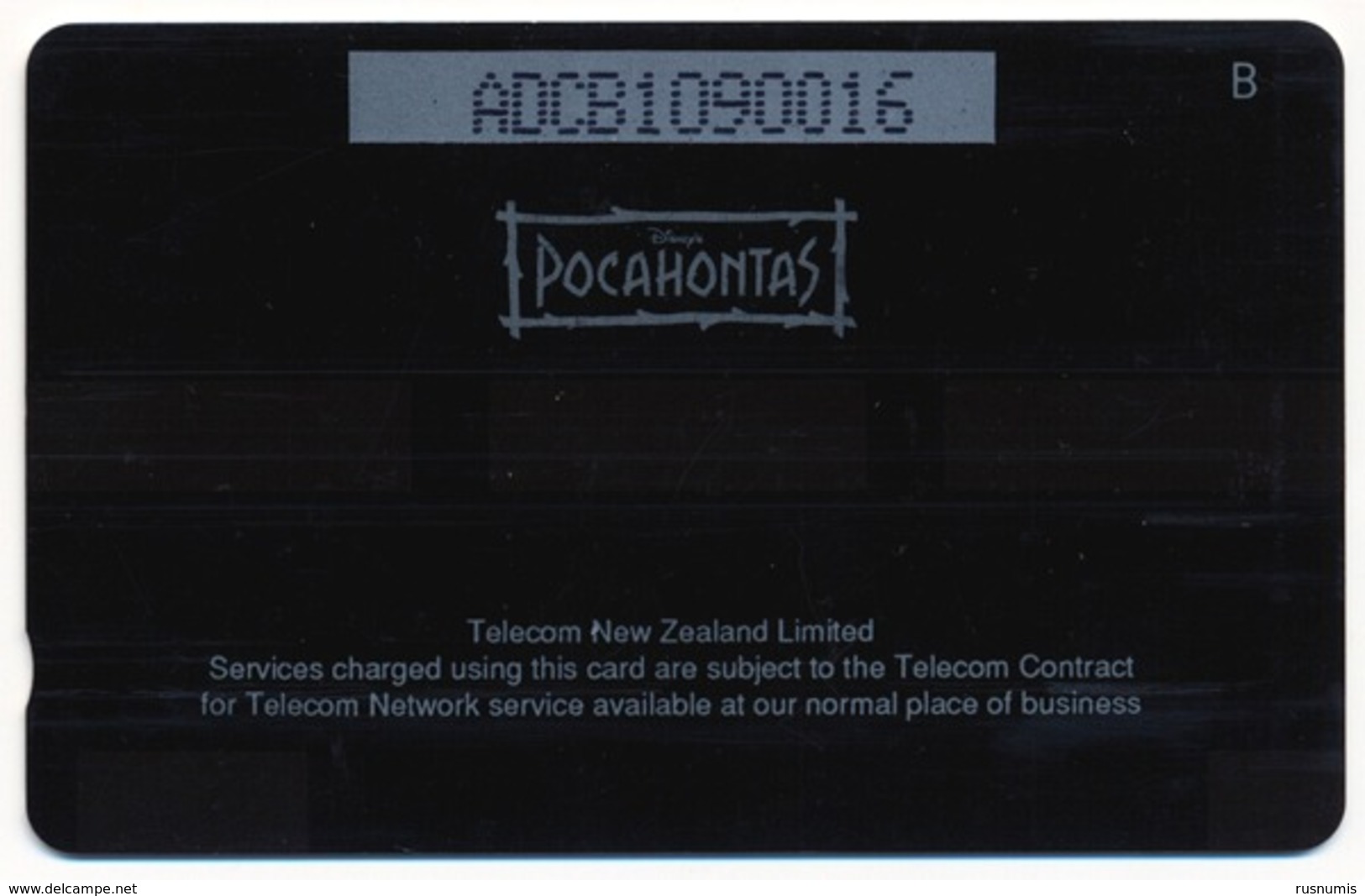NEW ZEALAND NOUVELLE-ZÉLANDE NEUSEELAND DISNEY POCAHONTAS 5$ GPT PHONECARD TELECARTE PERFECT - Disney