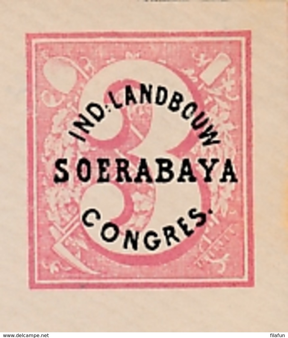 Nederlands Indië - 1878 - Landbouw Congres Soerabaya - Portvrij Wegens Gouvernementsbesluit - Moquette - Rose Op Wit - Nederlands-Indië