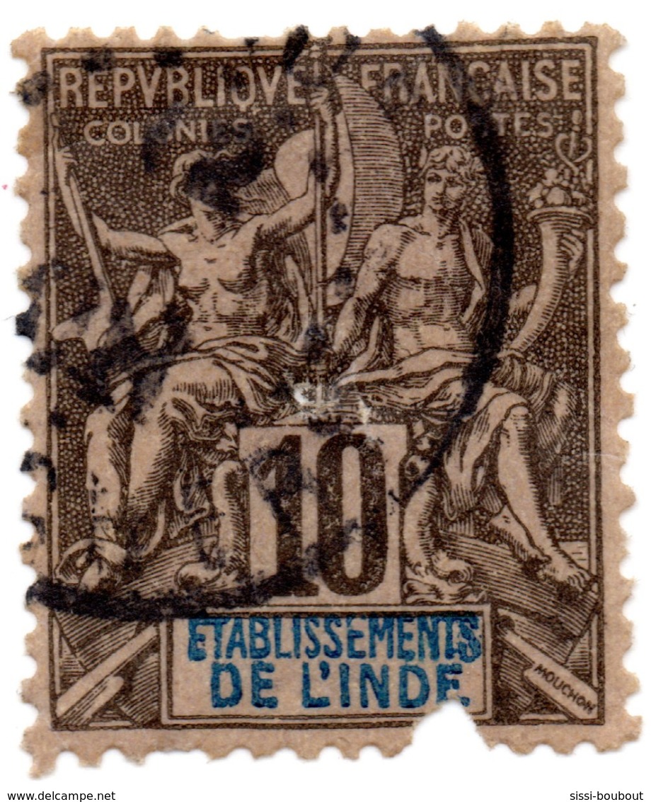 Timbre/Stamp "Colonie Française" - N°5 - ETABLISSEMENTS DE L'INDE - Cotation Y&t =3 Euros - Used Stamps