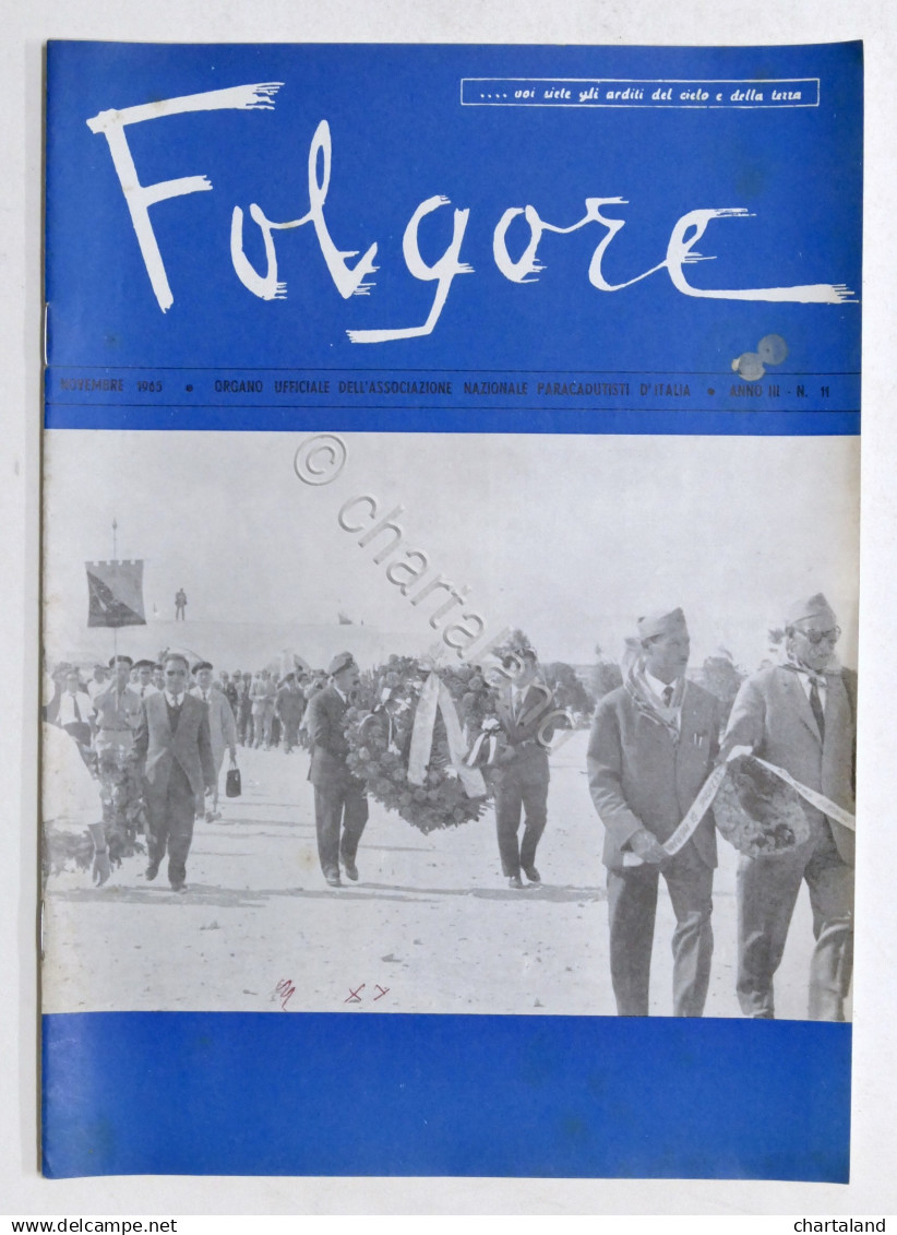 Aeronautica - Folgore - Giornale Dei Paracadutisti - N. 11 - Novembre - 1965 - Autres & Non Classés