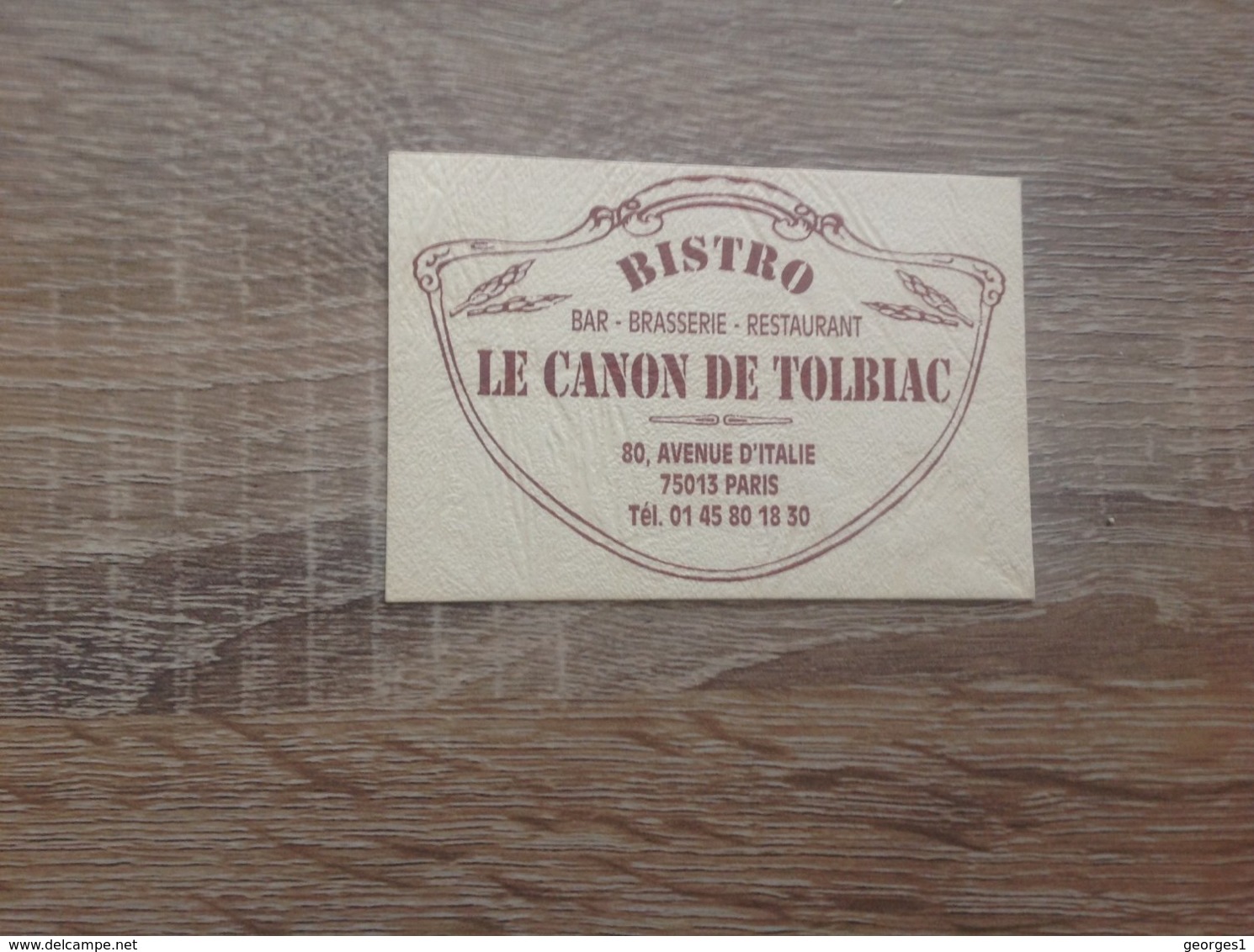 Carte De Visite De Bar Brasserie Restaurant  Le Canon De Tolbiac   Paris 13eme - Cartes De Visite