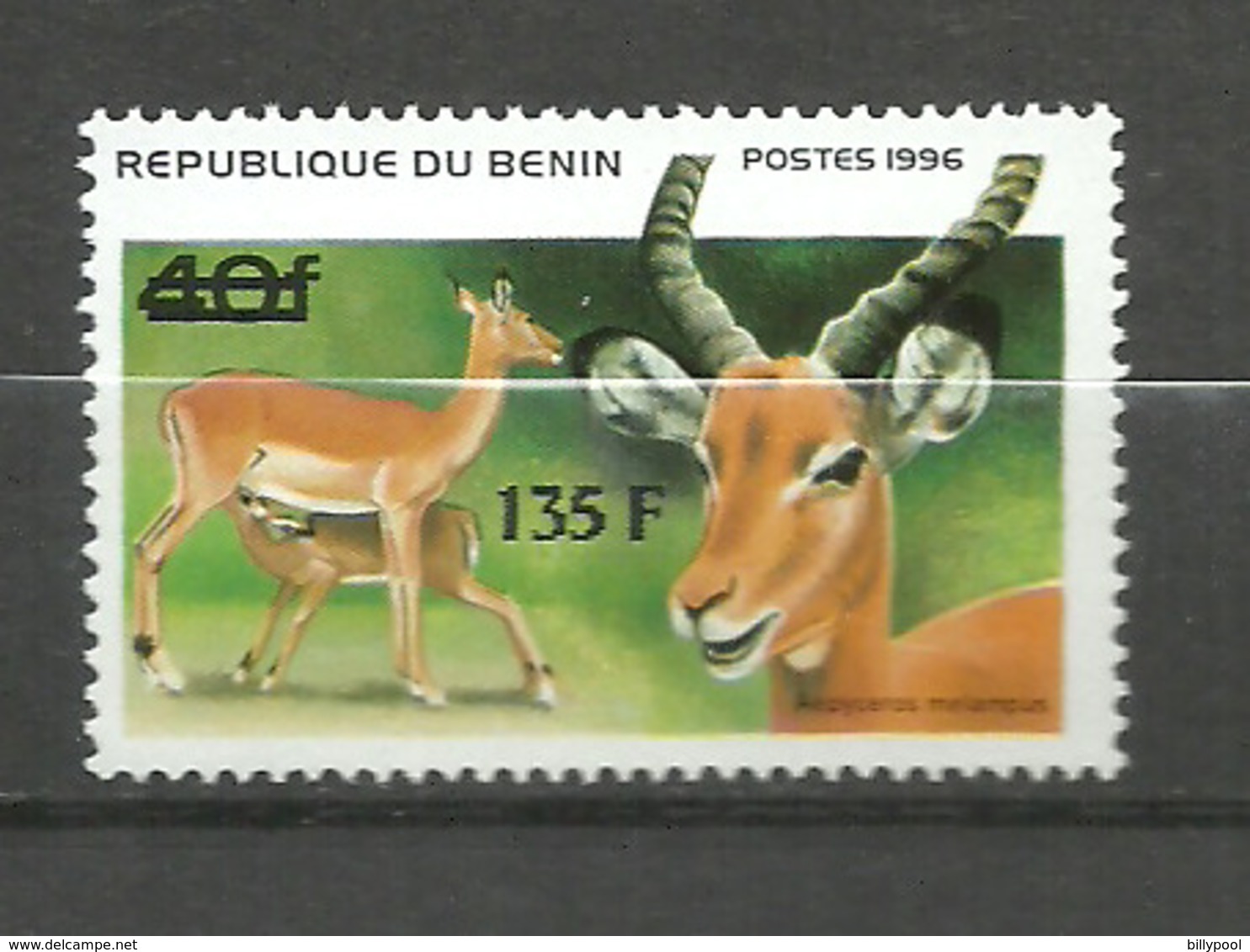 BENIN  1997 Antilopes, Impala, New Currency Overprint 1v. Perf. Rare! - Other & Unclassified