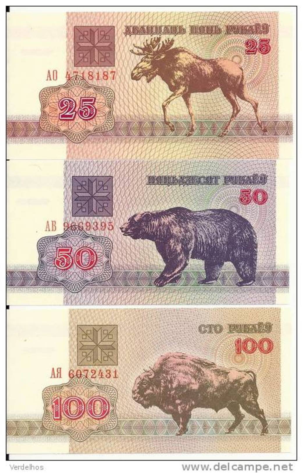 BIELORUSSIE 25-50-100 RUBLEI UNC P 6-7-8 (  3 Billets ) - Wit-Rusland