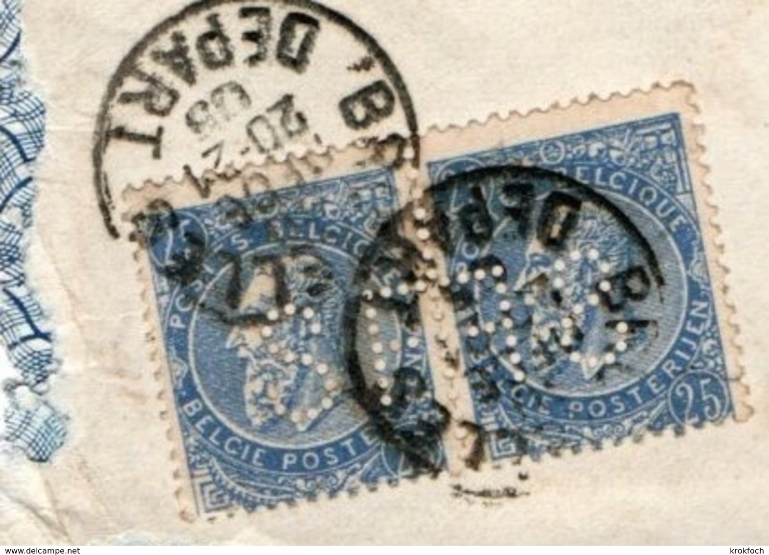 Double Perforation SF FS Sur Lettre Bruxelles 1905 - Perfint Perforated - 1863-09