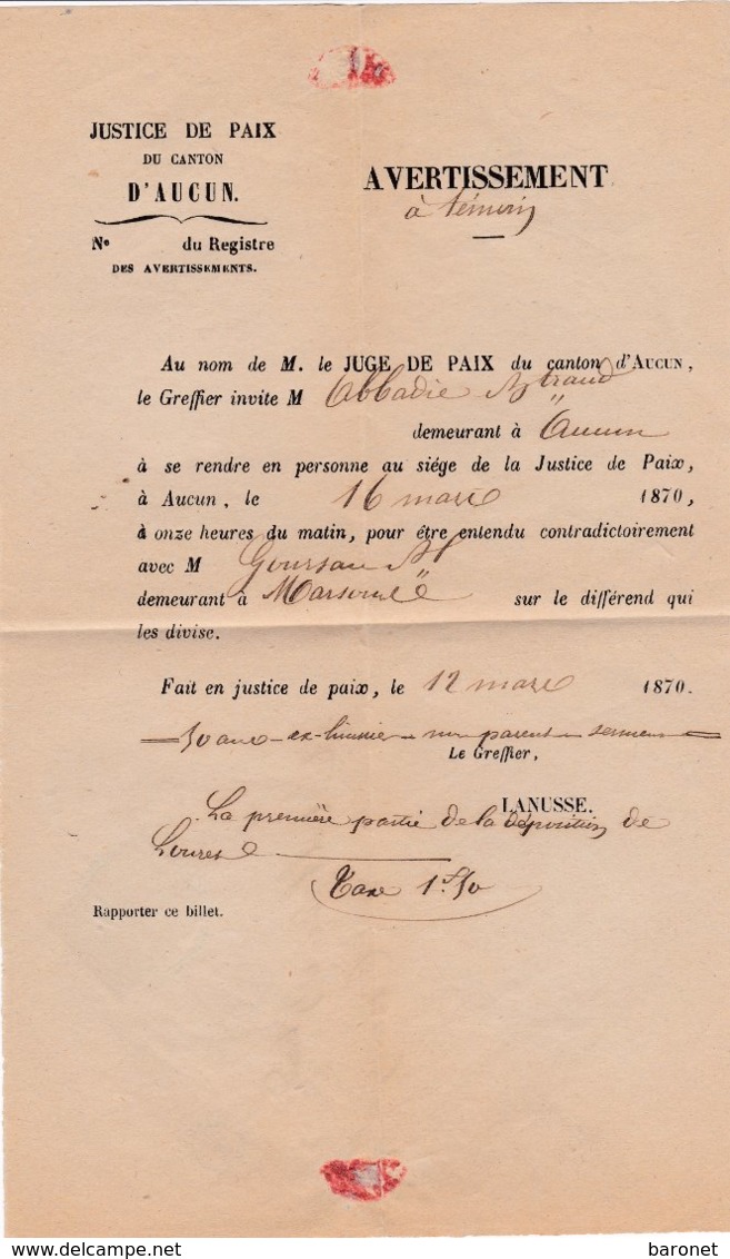 N° 28 S / Avertissement T.P. Ob T 24 Aucun 12 Mars 70,  Avertissement Pour Aucun - 1849-1876: Periodo Classico