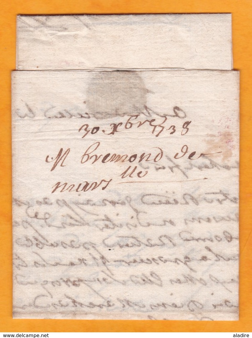 1738 - Lettre Avec Correspondance De Marseille, Bouches Du Rhône Vers Brignolle/Brignoles, Var - Louis XV - 1701-1800: Précurseurs XVIII