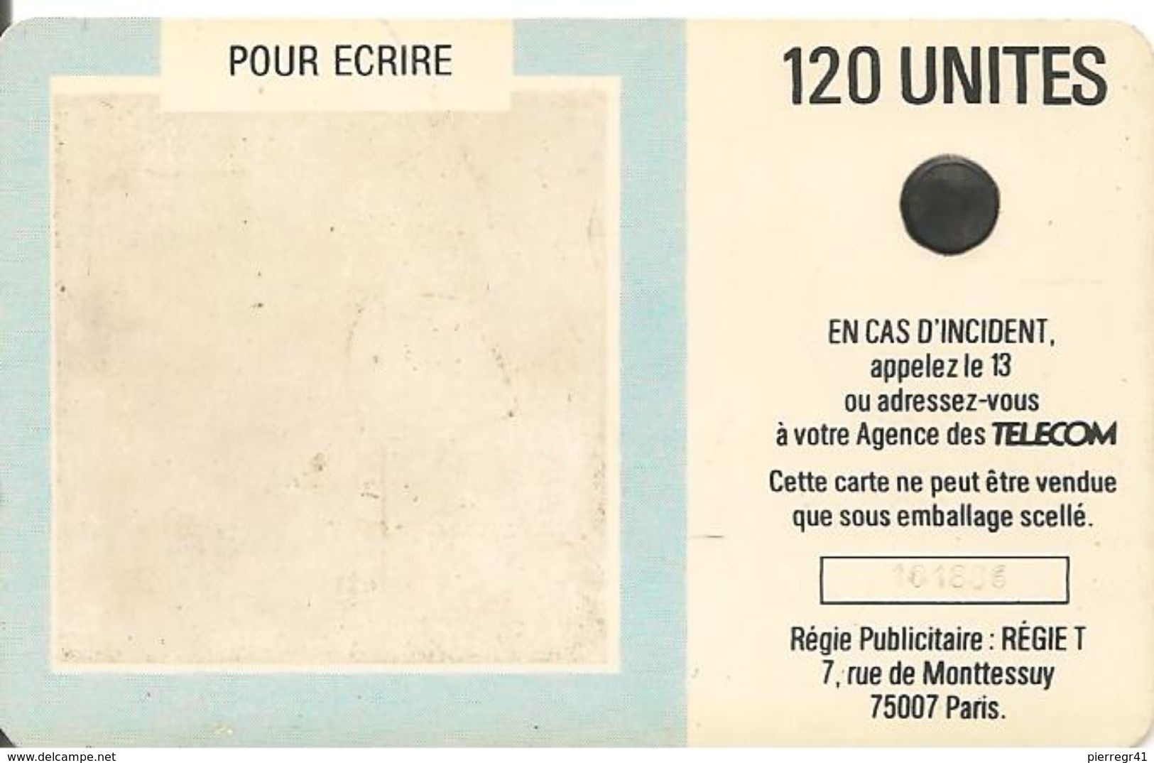 CARTE-PUBLIC-1987-F 15-SC3-120U-CORTOT-V°6 Pe101886-UTILISEE-B E- - 1987