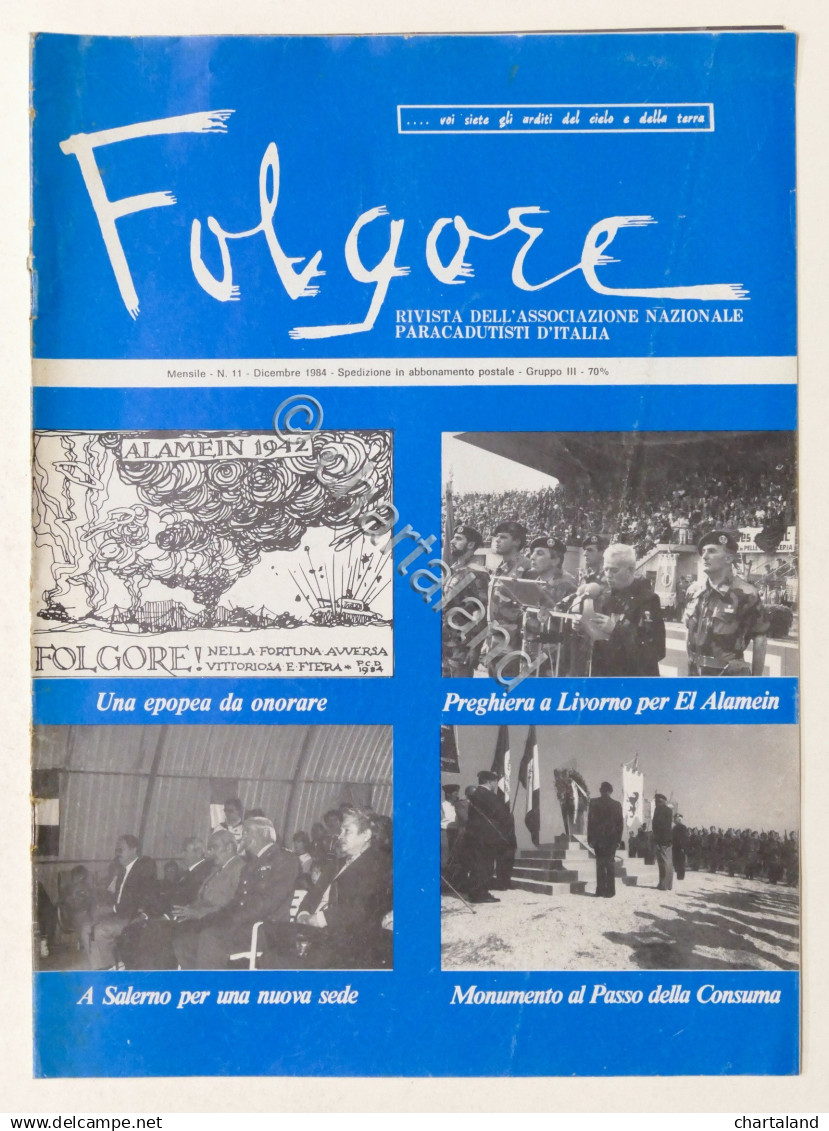 Aeronautica - Folgore - Rivista Paracadutisti D'Italia N. 11 - Dicembre 1984 - Autres & Non Classés