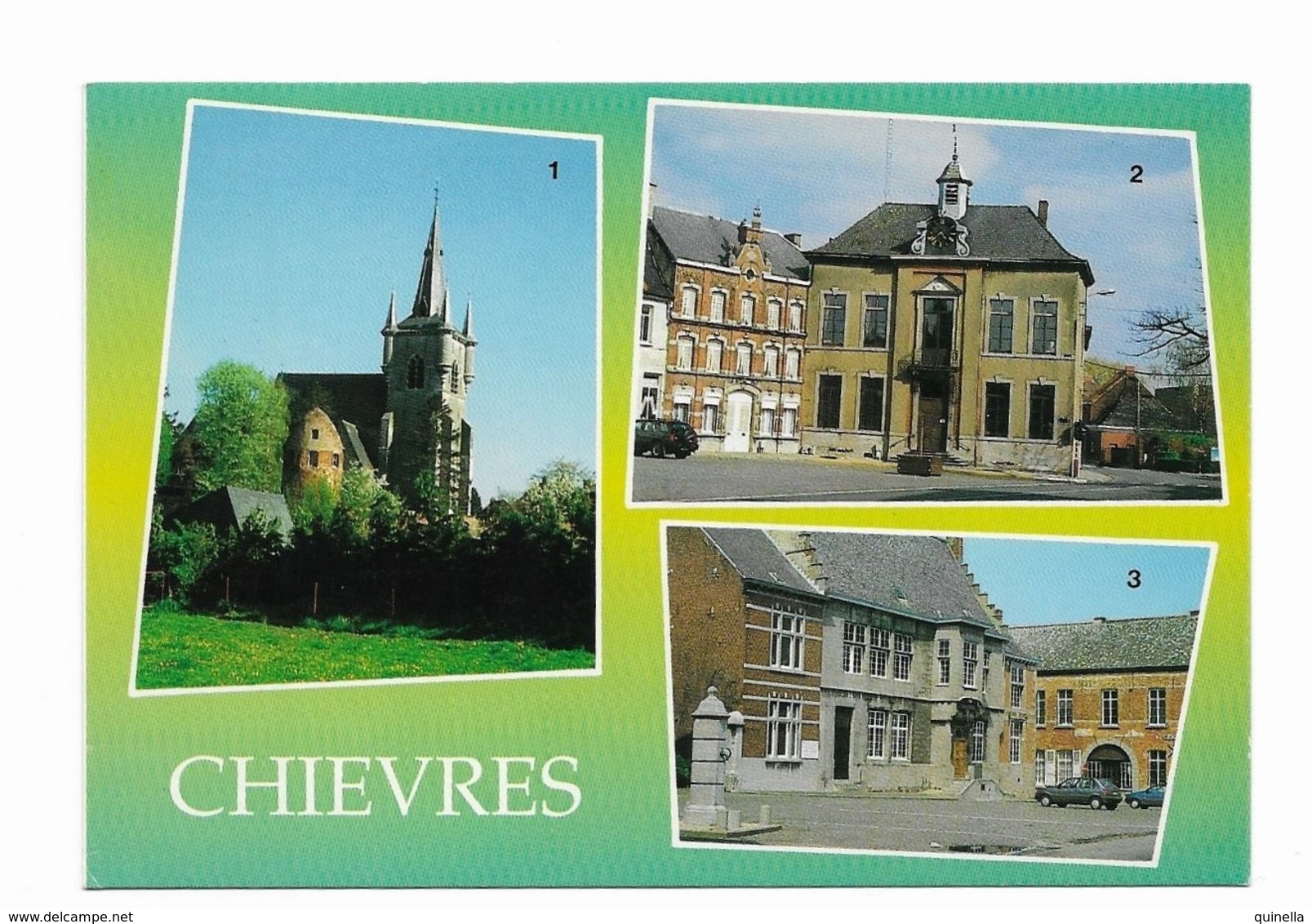 Chièvres  * Multi Vue ( 3 ) Gr.Place - Eglise - Chateau Compte D'Egmont - Chièvres