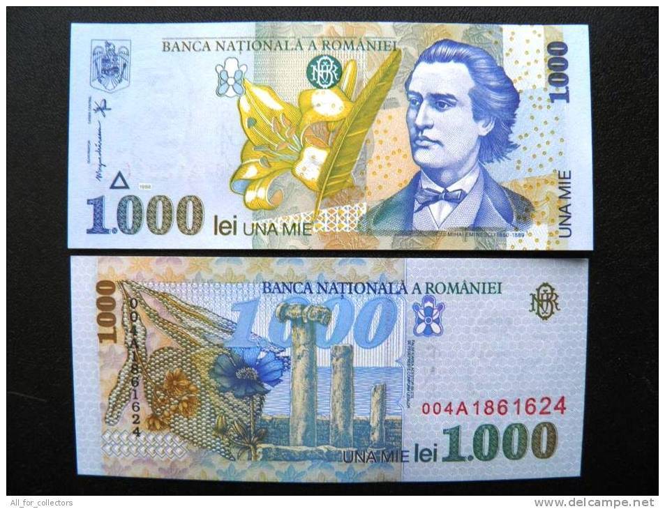 UNC Banknote From Romania #106 2000 Lei 1998 Eminescu Flower Pen Ruins Of Ancients Fort - Roemenië