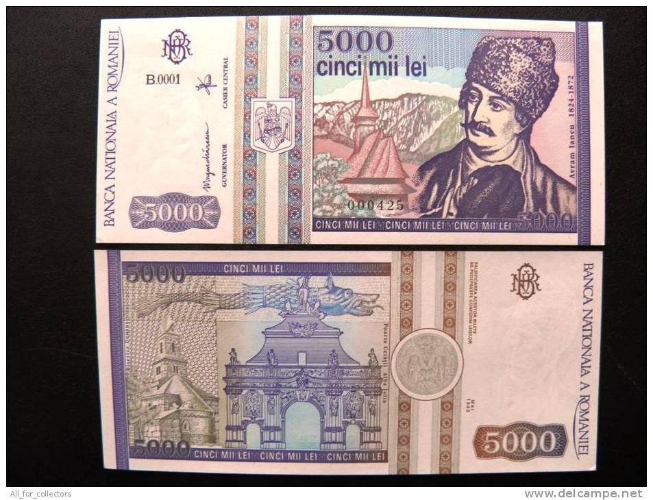 UNC Banknote From Romania #104 5000 Lei 1993 Iancu  Church Mountains $7,5 In Catalogue - Roemenië
