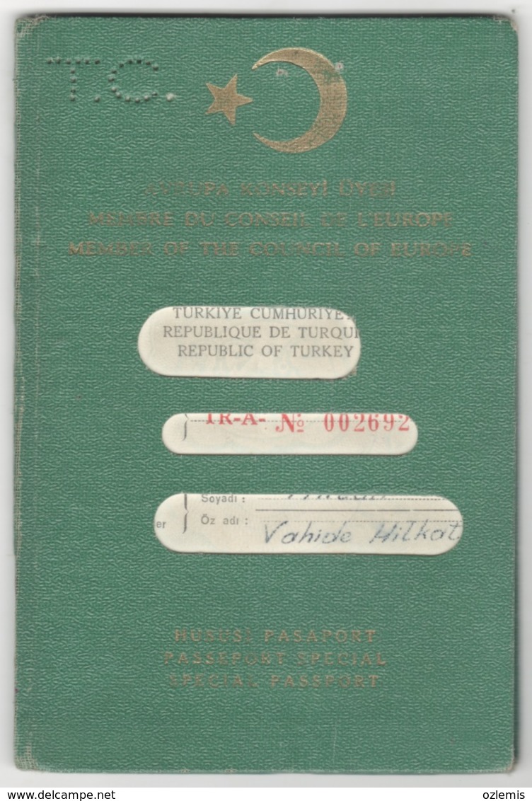 1967 SPECIAL  PASSPORT ,PASSEPORT USED  ,ITALY ,LIBAN,PAKISTAN,SAUDIA ARABIA AND INDİA VISA FISCALS - Other & Unclassified