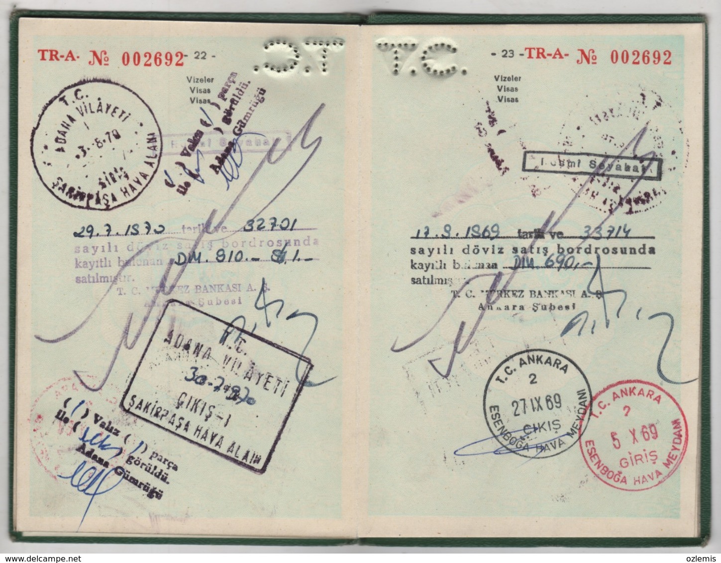 1967 SPECIAL  PASSPORT ,PASSEPORT USED  ,ITALY ,LIBAN,PAKISTAN,SAUDIA ARABIA AND INDİA VISA FISCALS