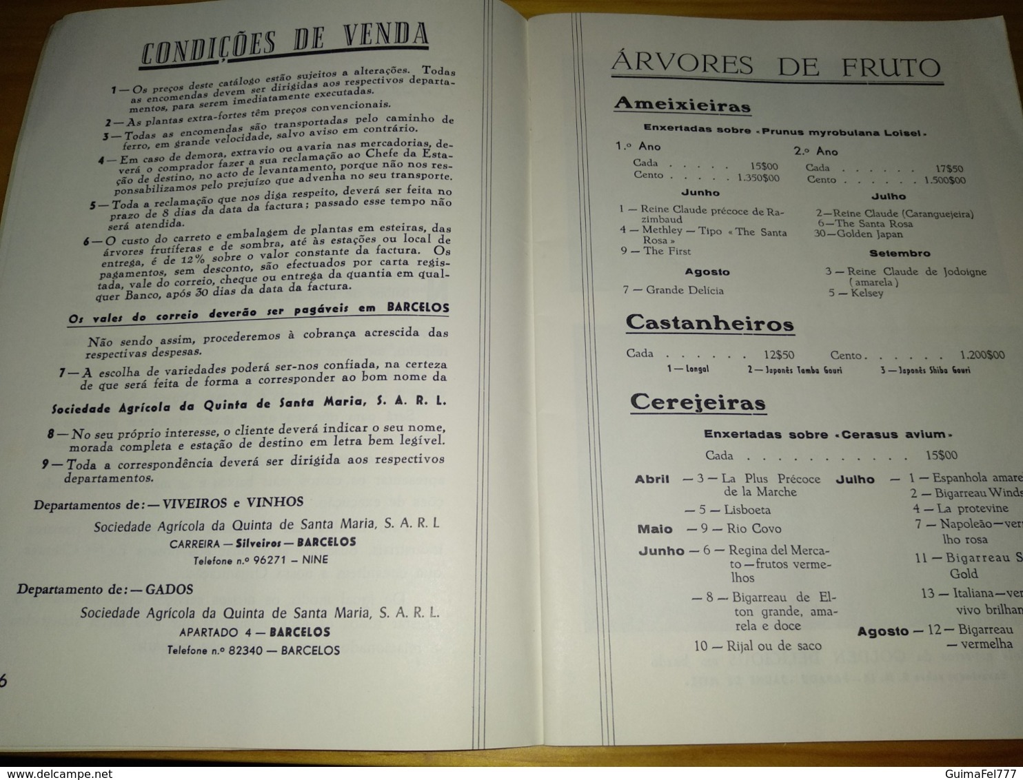 Book, Livro - Catálogo Da Soc. Agric. Quinta De Santa Maria - Barcelos 1968/1969 - Andere & Zonder Classificatie