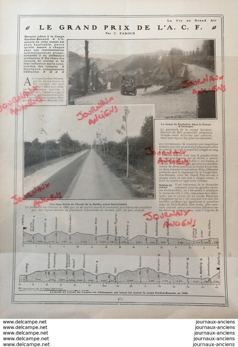 1906 COURSE AUTOMOBILE LE GRAND PRIX DE L.'A.C.F - LA VIE AU GRAND AIR - 1900 - 1949