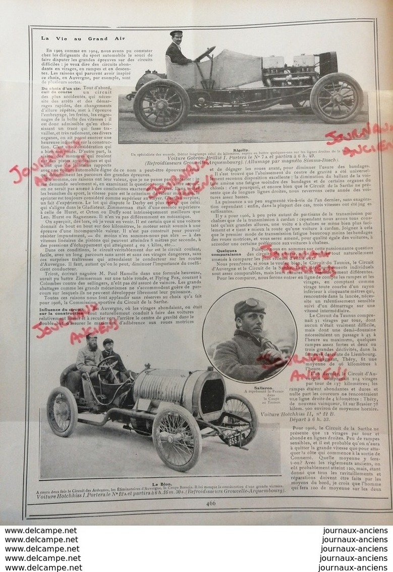 1906 COURSE AUTOMOBILE LE GRAND PRIX DE L.'A.C.F - LA VIE AU GRAND AIR