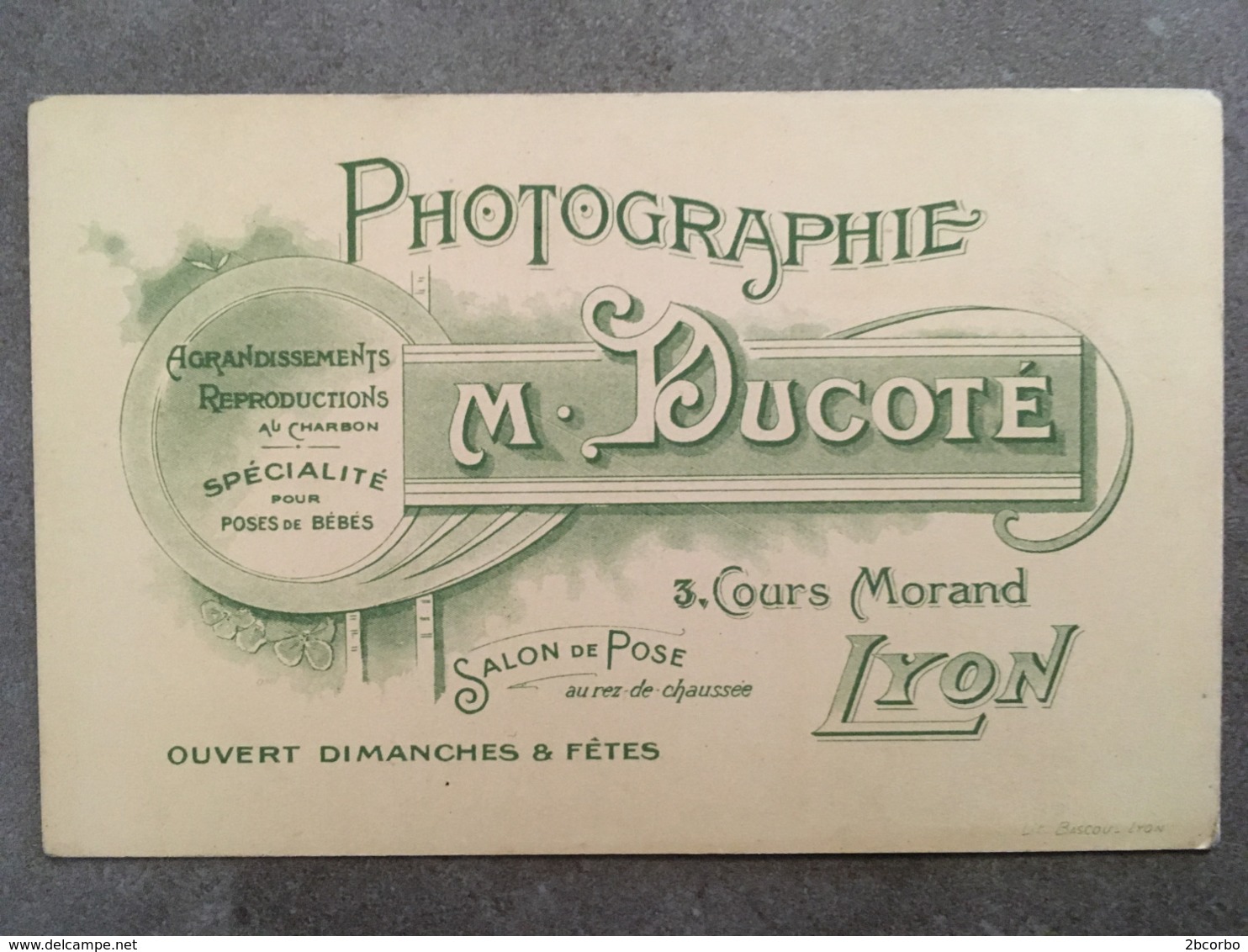 CARTE PUB PHOTOGRAPHIE M.DUCOTE 3 COURS MORAND LYON - Autres & Non Classés