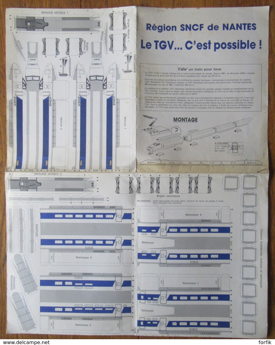 SNCF / TGV Atlantique Nantes - Maquette Sur Planches En Papier Cartonné à Découper Et Colorier - Guy Giraud - Imp. Yvert - Machines