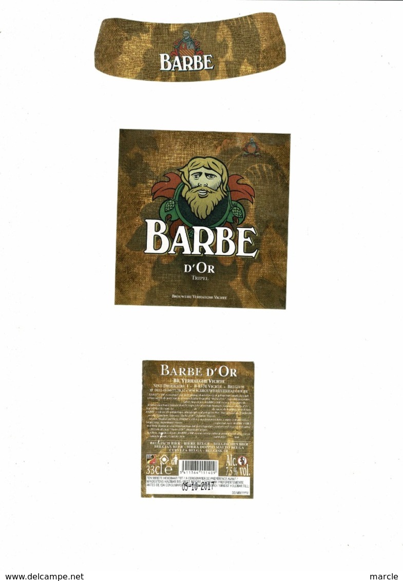 Barbe D'Or 33cl  Br. Verhaeghe, Vichte  Bier Etiket -  étiquette De Bière - Beer Label - Bier